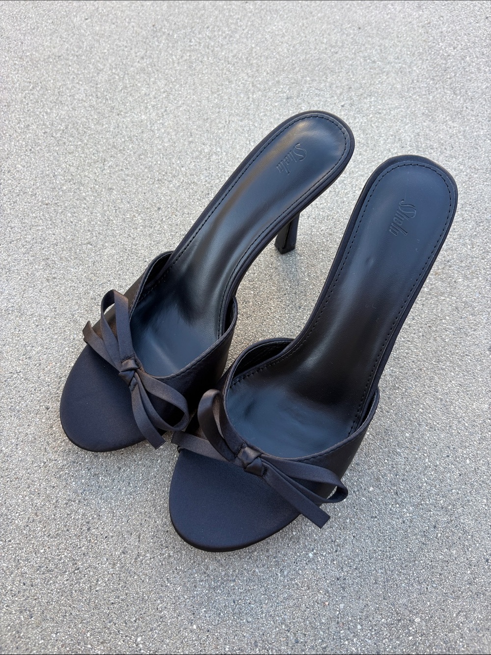 Black Bow Slide Heels